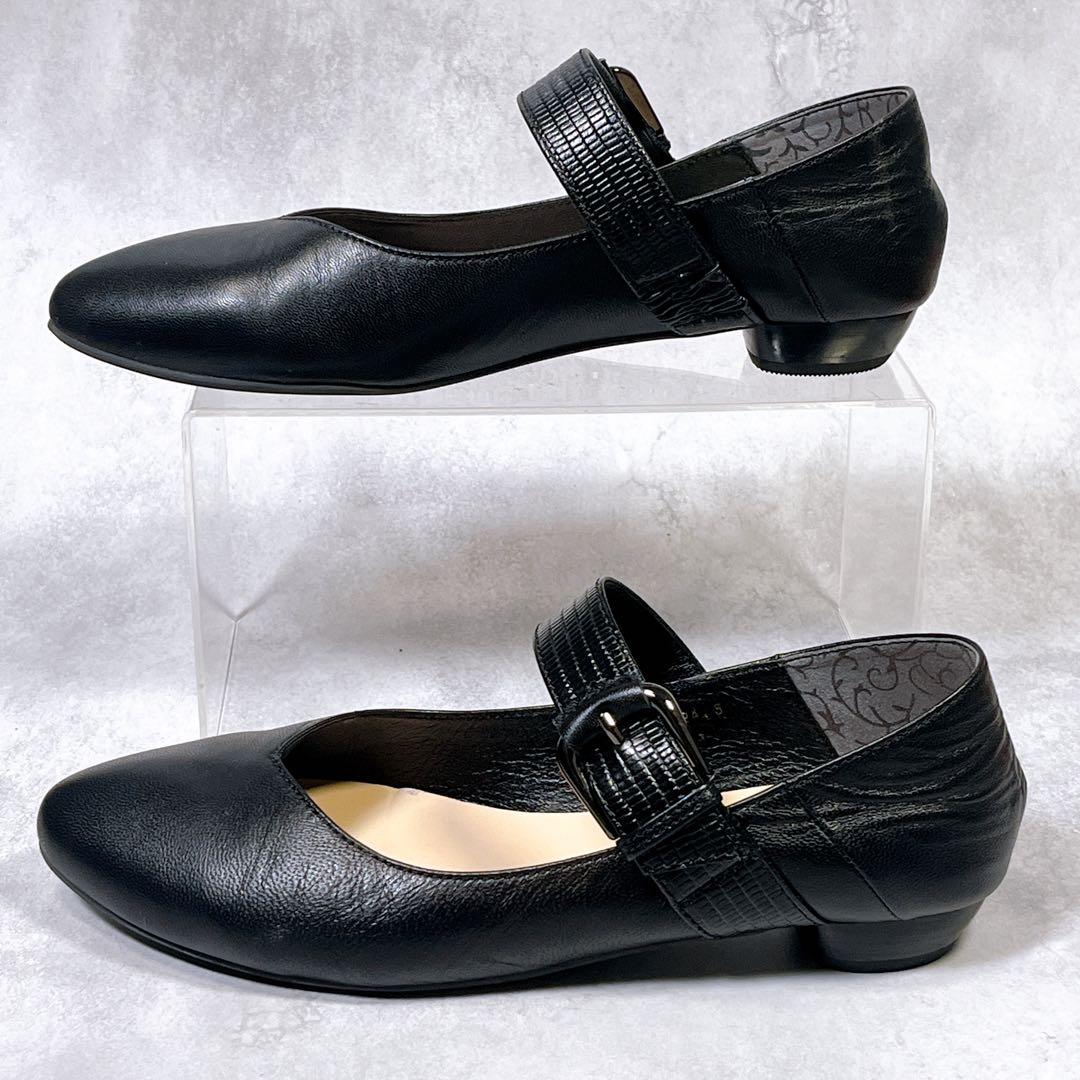 ☆美品☆【ヒミコ】パンプス (24.5) 2WAYベルトデザインバブーシュ　黒