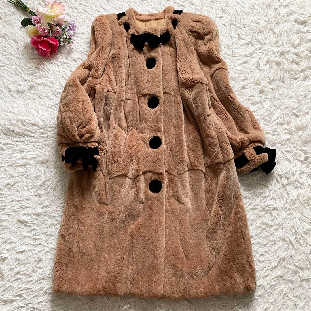 美品■フォクシー　ファーコート　リボン　ヴィンテージ　希少　大きいサイズ