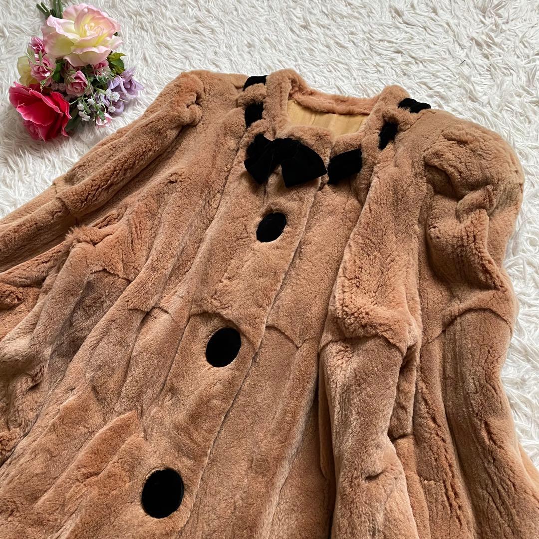 美品■フォクシー　ファーコート　リボン　ヴィンテージ　希少　大きいサイズ