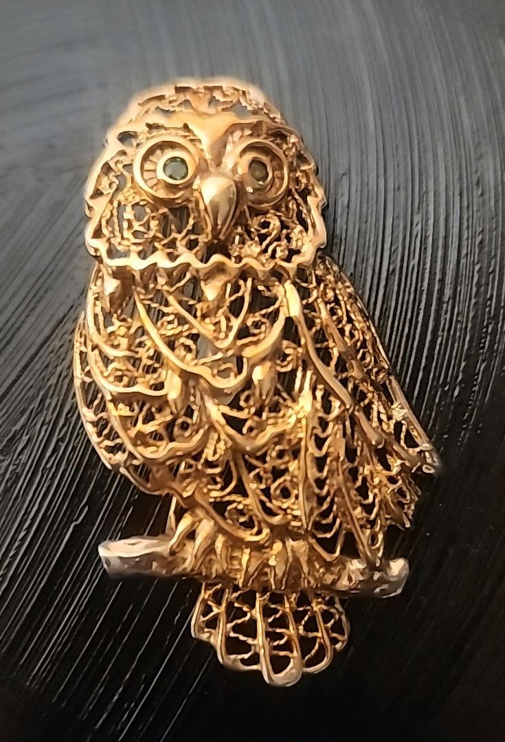 18K　フクロウ　ブローチ　8g