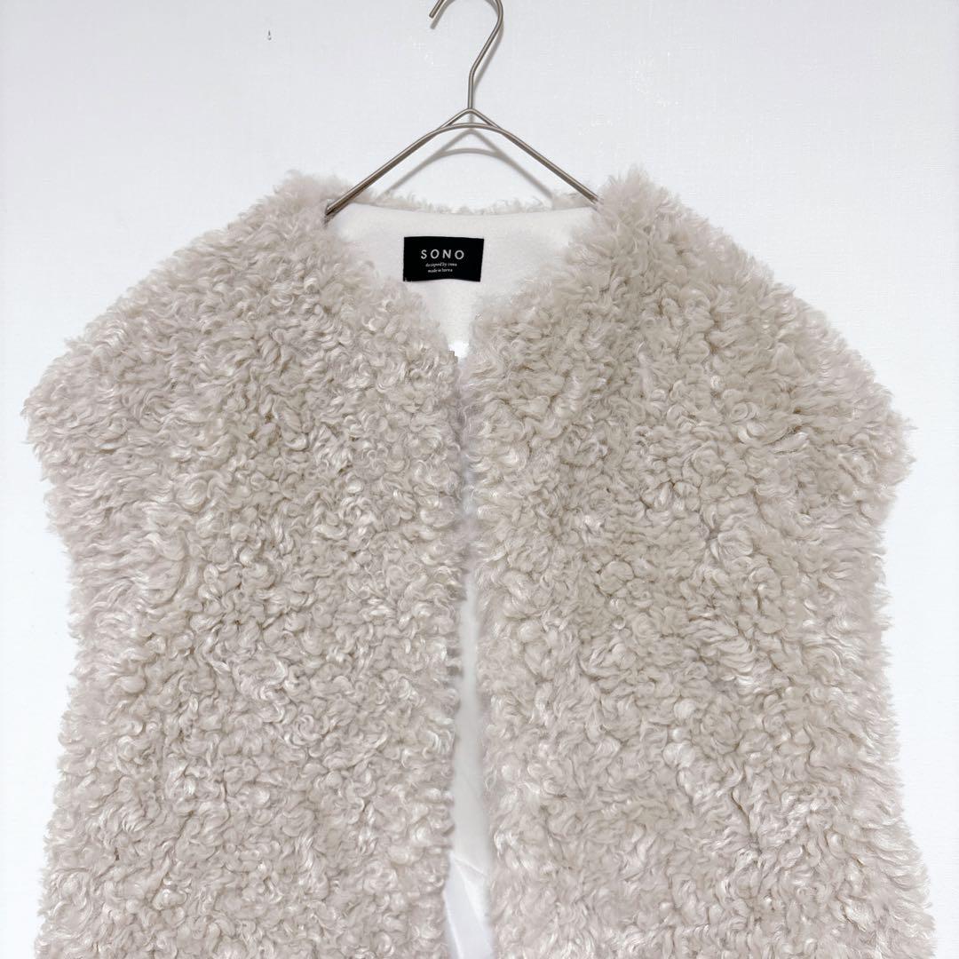 ☆新品同様☆SONO ソノ ファーベスト ショート丈 ポケット付 韓国製 【F】