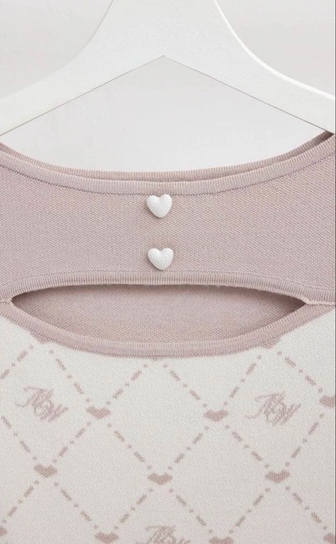 試着のみ　MWモノグラムバイカラーワンピース　ハニーミュウ　フリーサイズ　ピンク