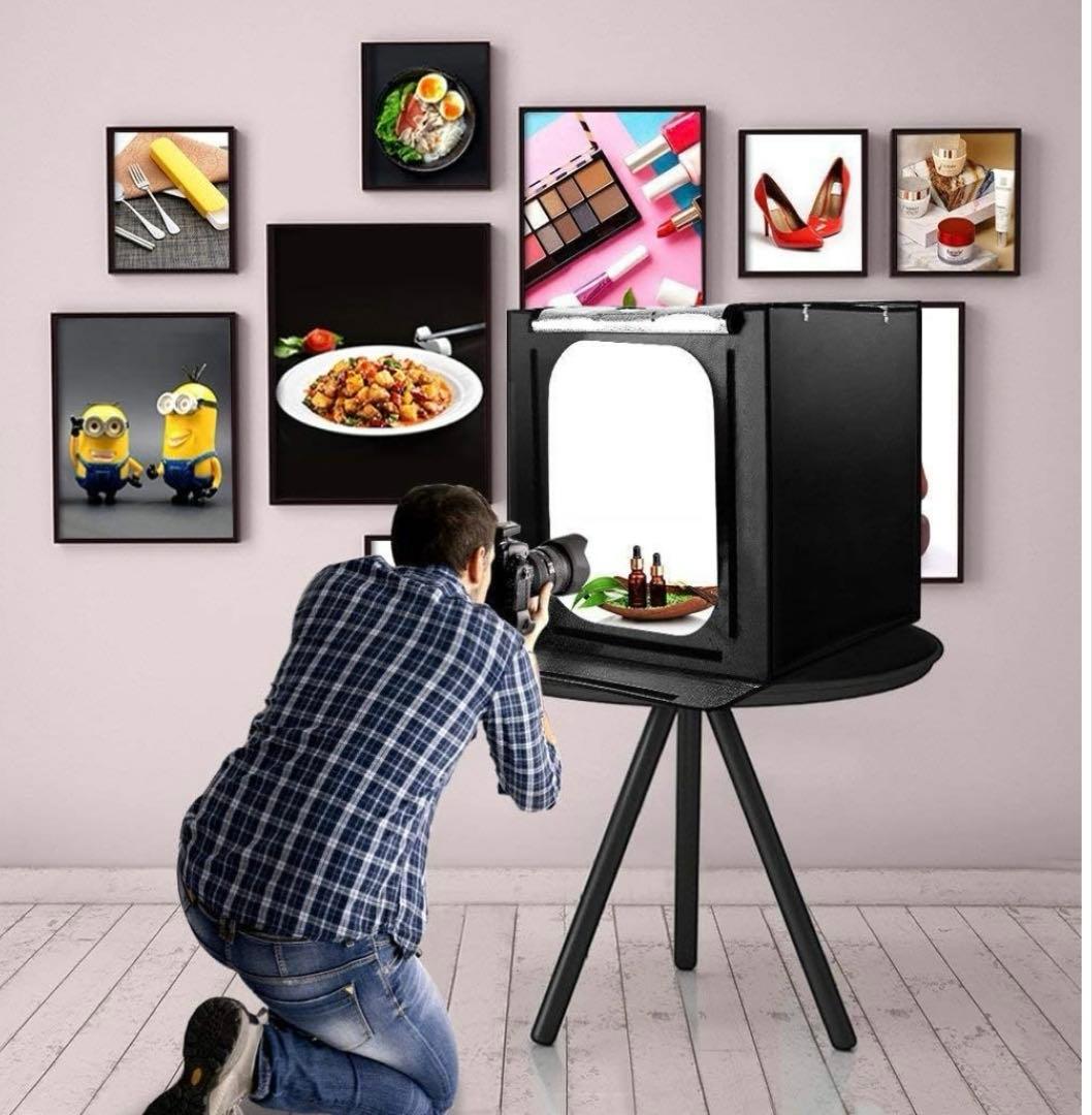 SAMTIAN 撮影ボックス60cm LEDライト折りたたみ撮影ブース撮影キット