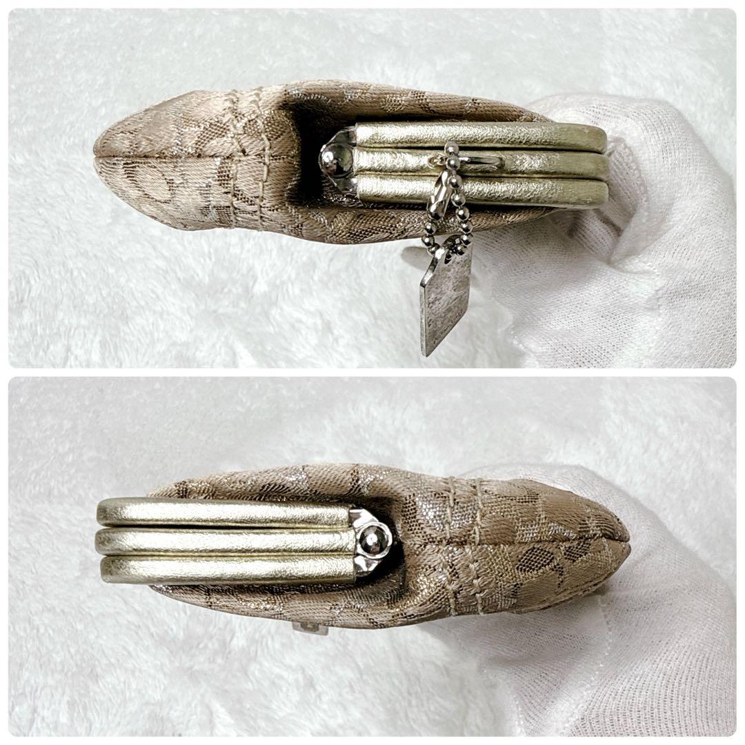 希少✨ COACH コーチ シグネチャー がま口 ケース ブラウン