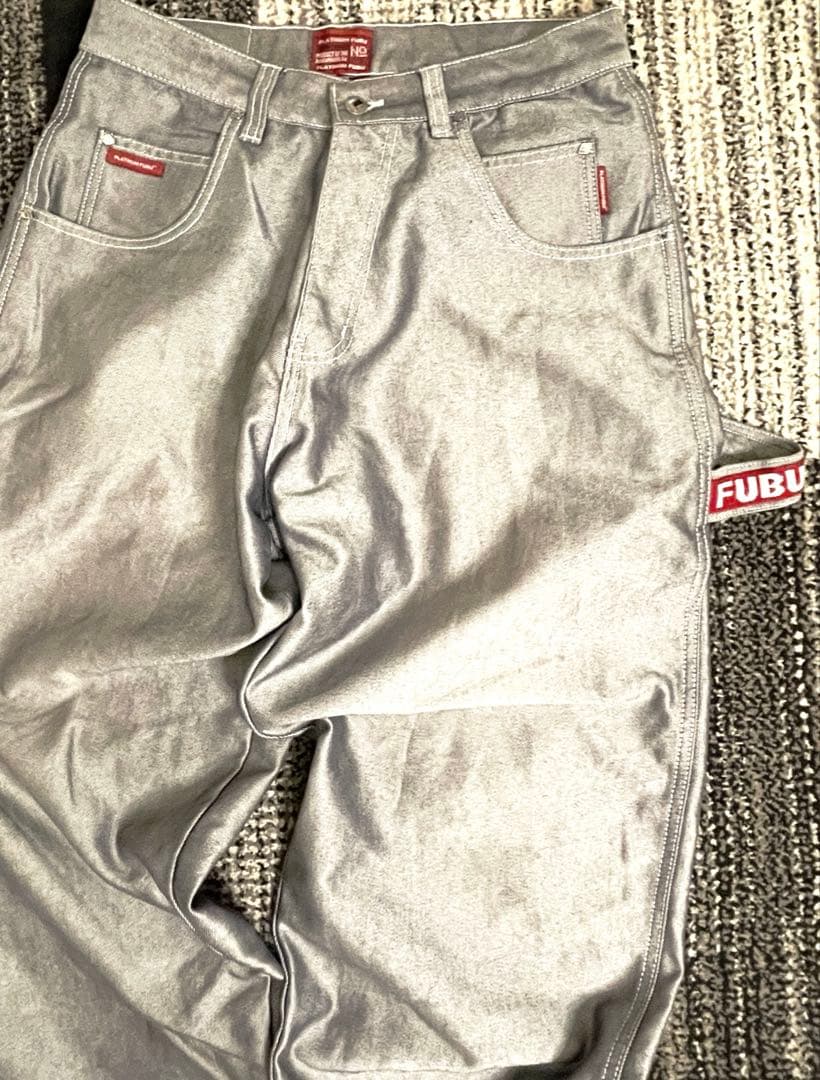 FUBU シルバー　ワイドパンツ