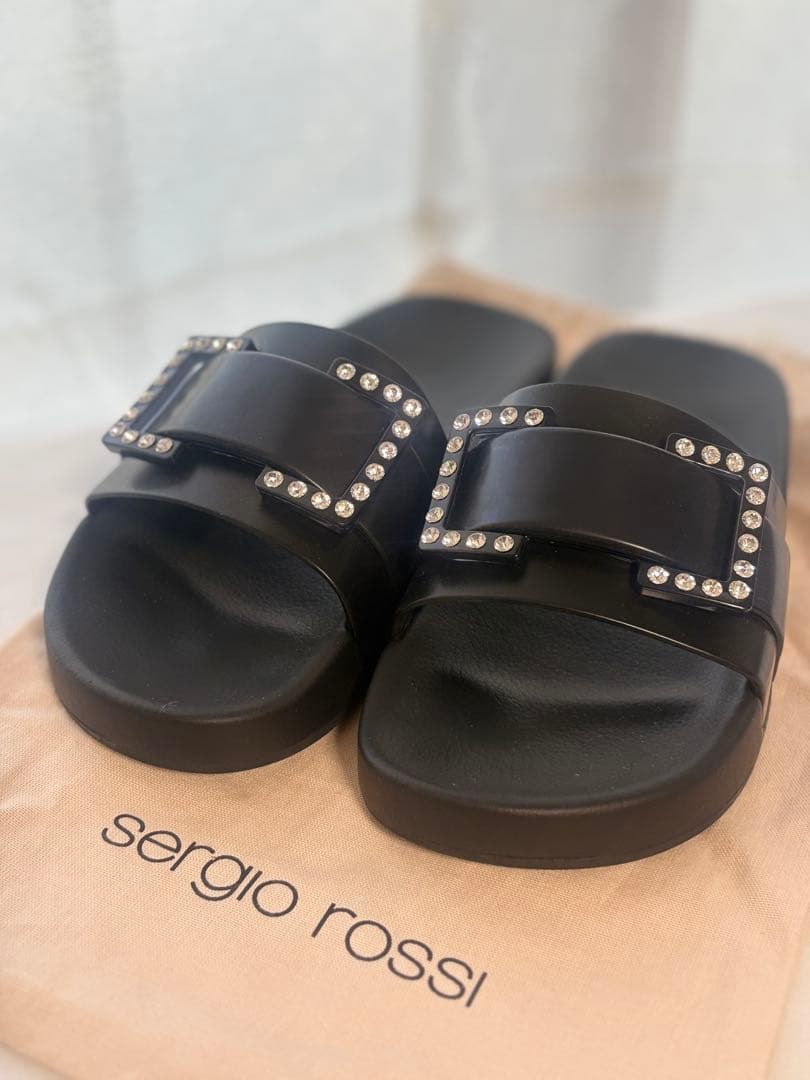 sergio rossi ブラックサンダル 35