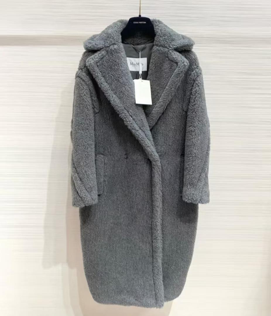 Max Maraテディベア コートグレー ファー ロングコート