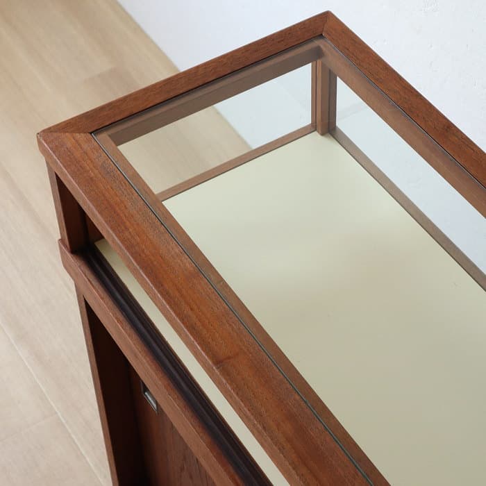 アンティーク チーク材 ガラスショーケース 飾り棚 サイドボード 木製