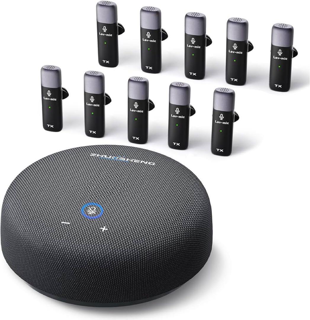 ZHUOSHENG会議用マイクスピーカー全指向性集音マイクラベリアマイク10本付