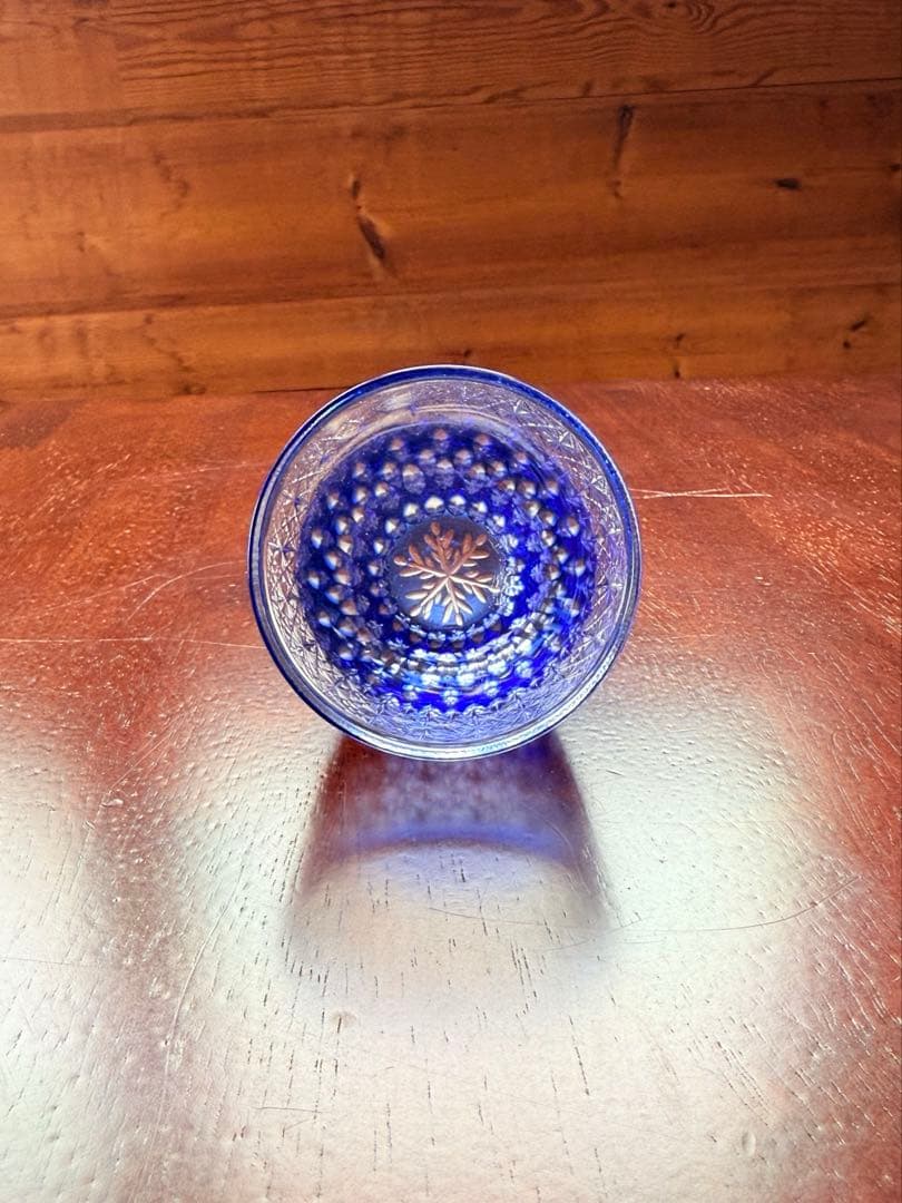 切子　ぐい呑　青藍