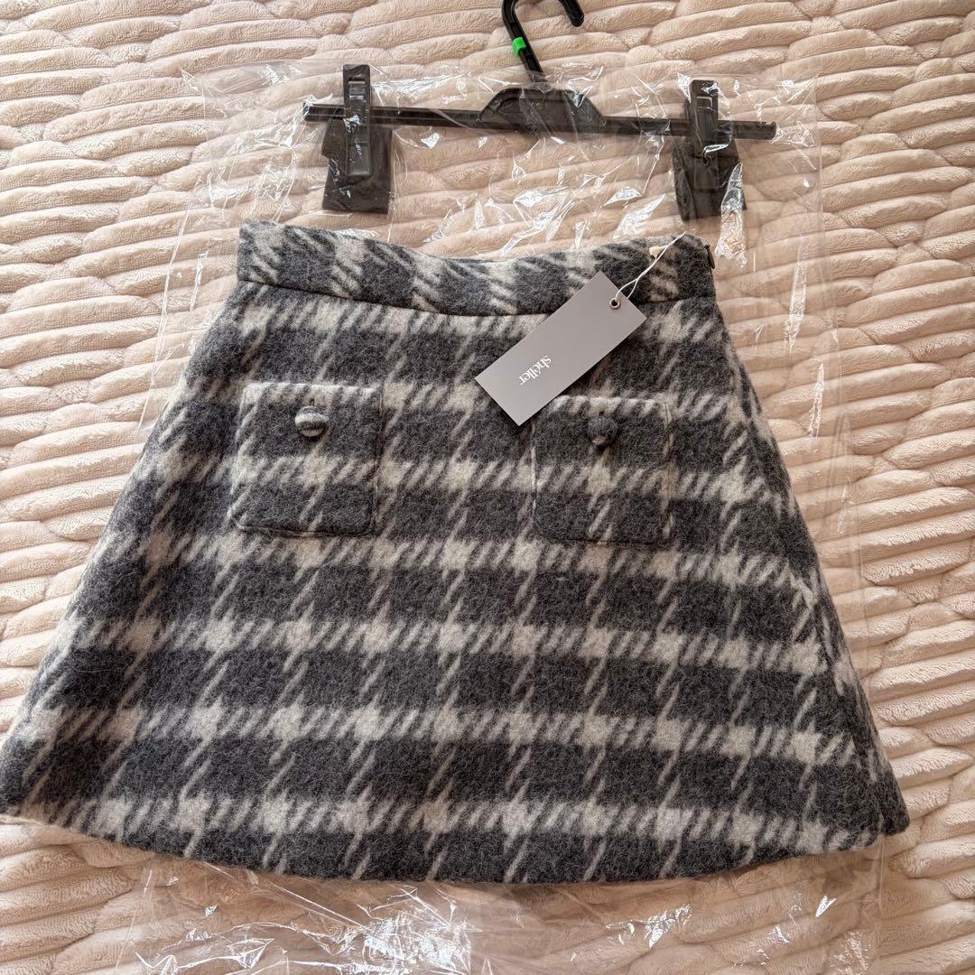 sheller 新品タグ付き angora check tweed skort