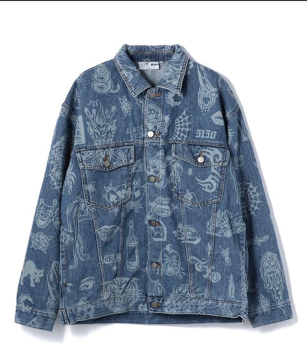 ブラックアイパッチ　デニムジャケット tattoo 人気