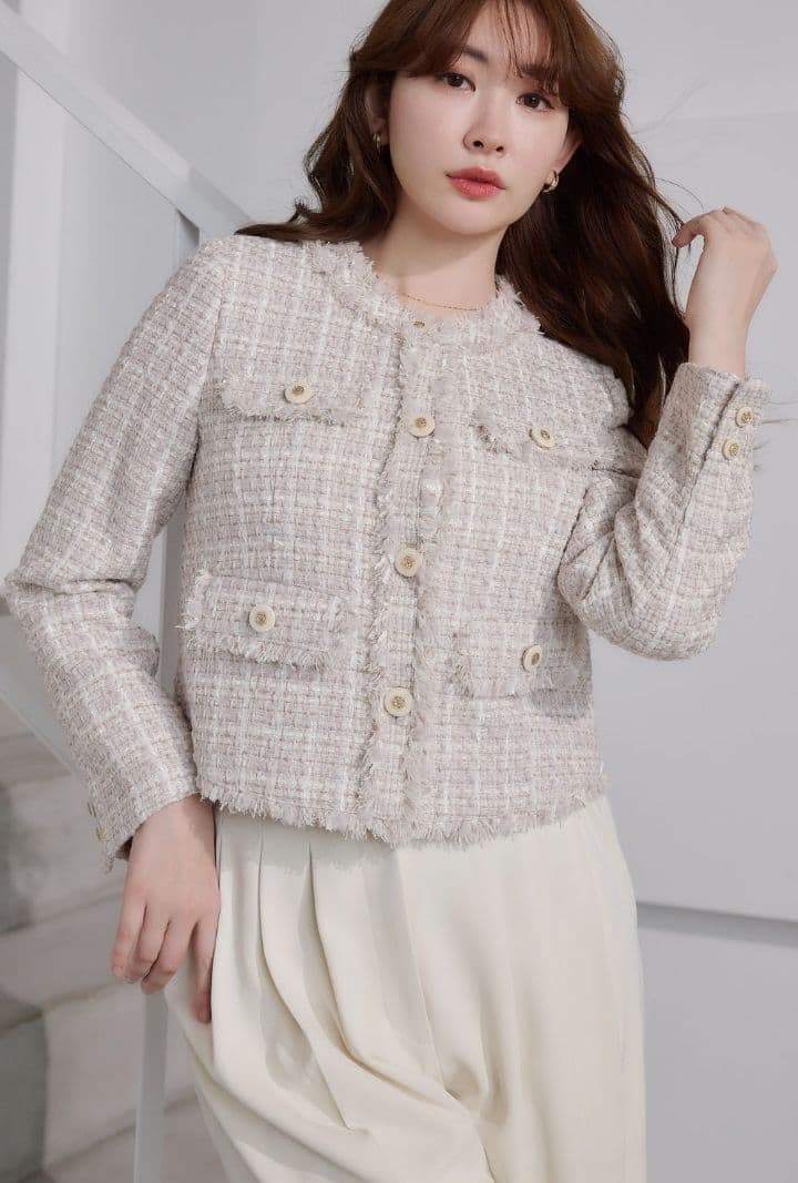 美品 Her lip to Grace Tweed Jacket ピンクM
