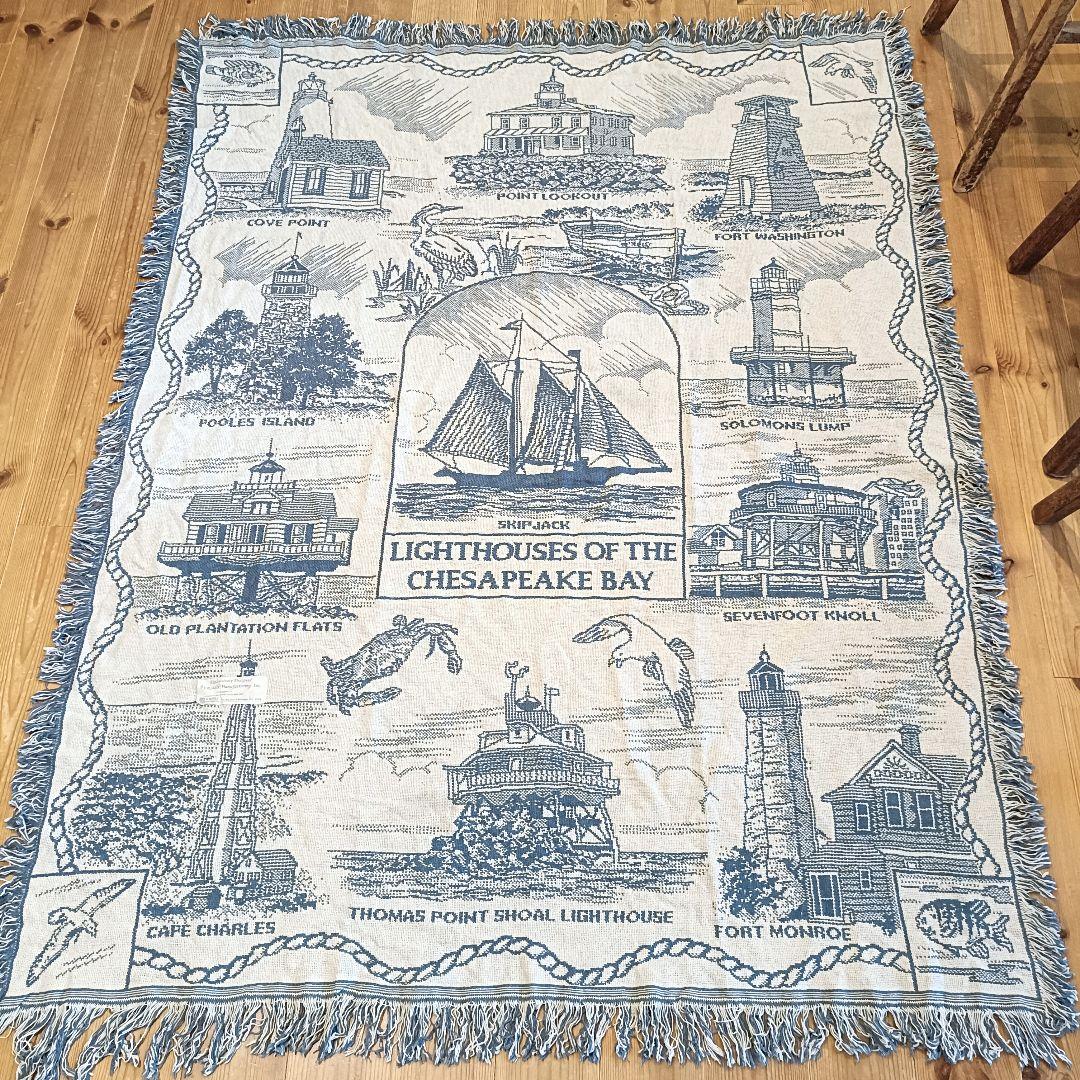 【デッドストック】USA 80s ヴィンテージラグ ブランケット　タペストリー