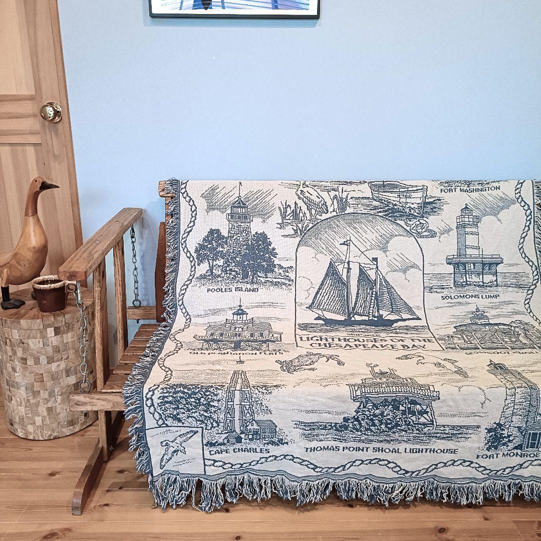 【デッドストック】USA 80s ヴィンテージラグ ブランケット　タペストリー