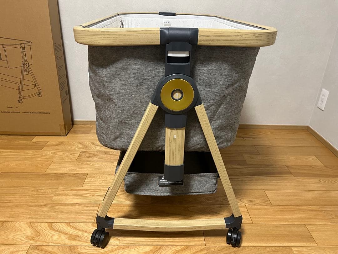 ベビーベッド 星柄 グレー/ホワイト