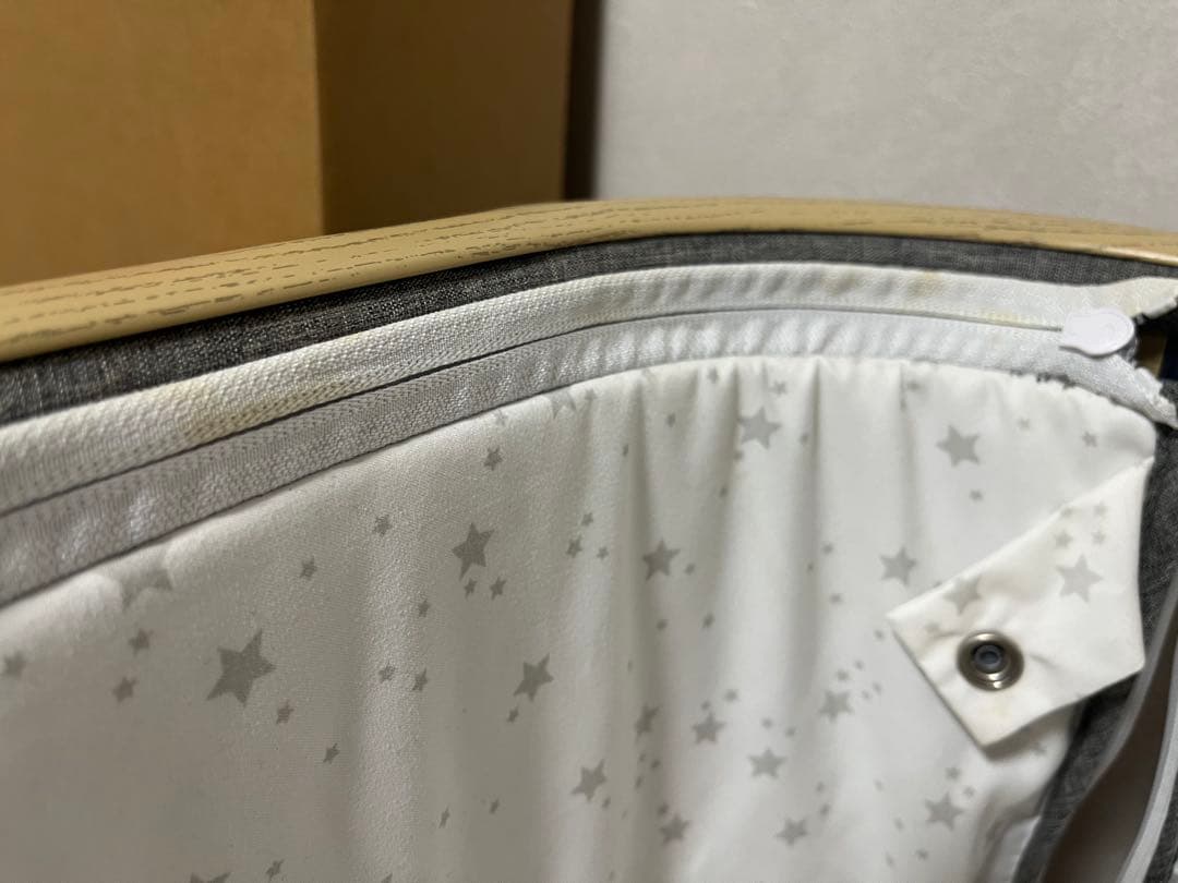 ベビーベッド 星柄 グレー/ホワイト