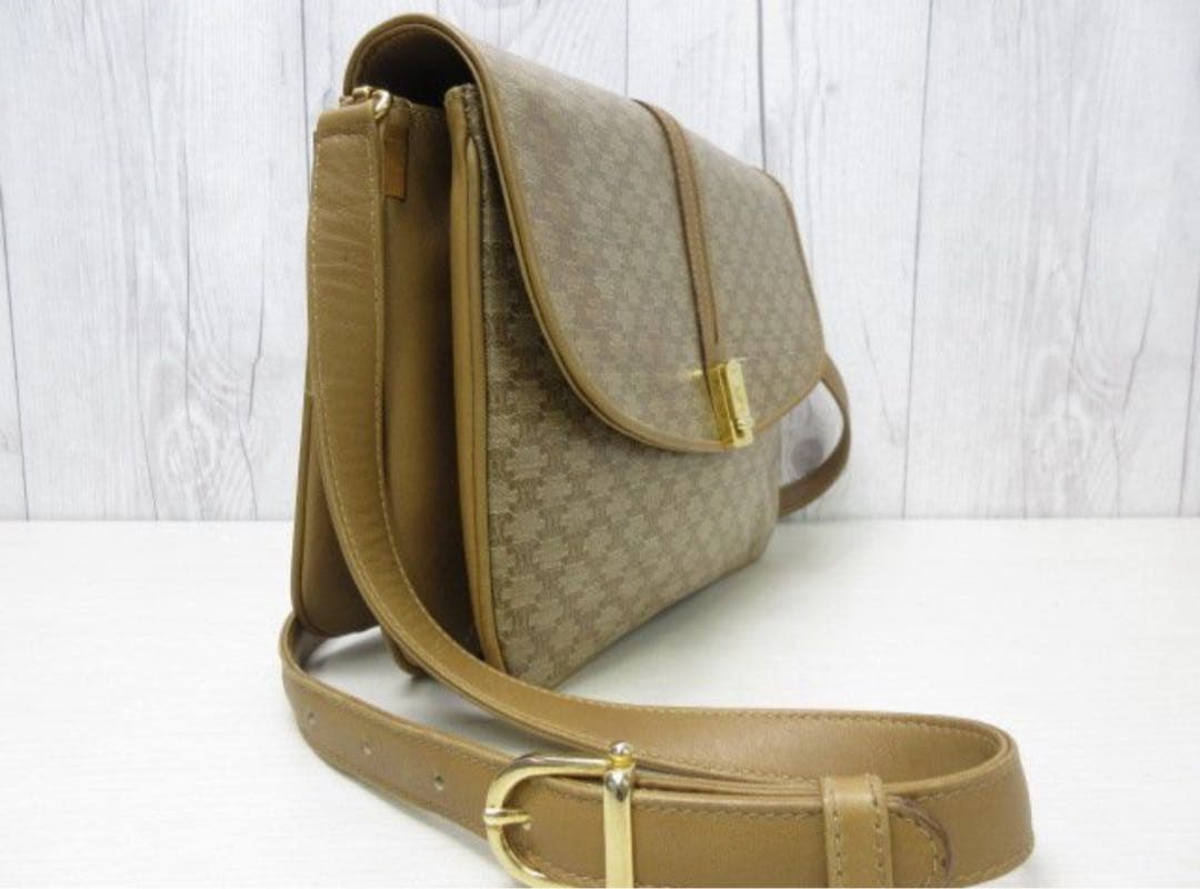 極美品 CELINE セリーヌ マカダム柄 ショルダーバッグ バッグ ブラウン系