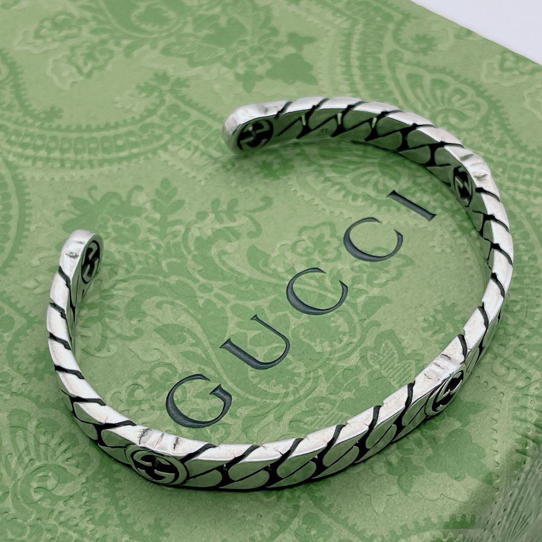 GUCCI バングル　インターロッキング　チェーン　喜平　シルバー925