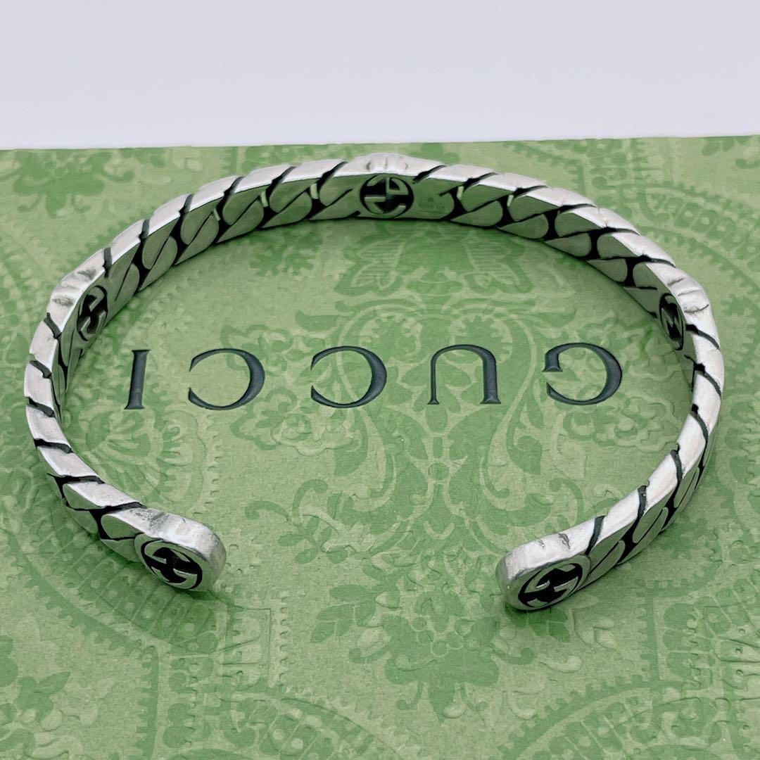 GUCCI バングル　インターロッキング　チェーン　喜平　シルバー925