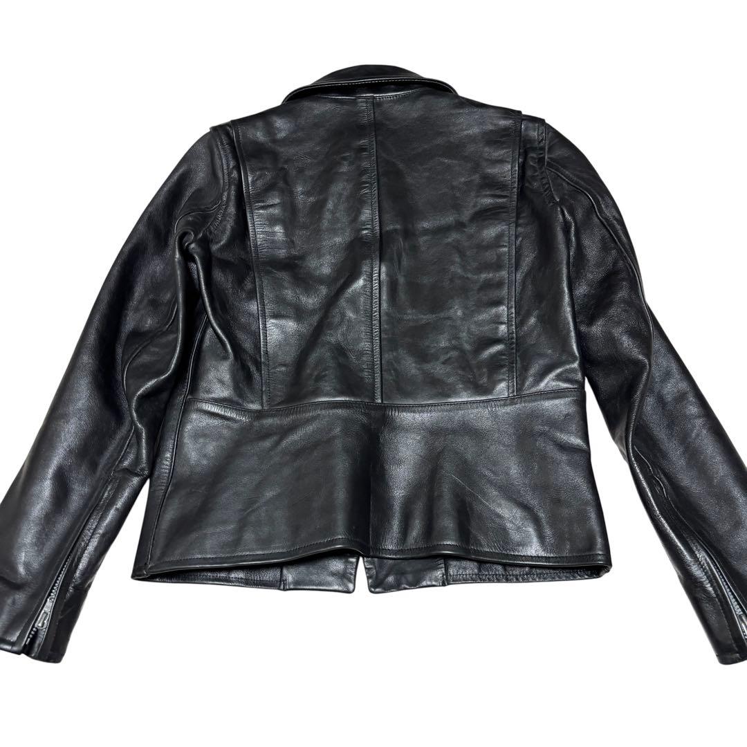 美品 オゾンコミュニティ 牛革 シングル ライダース ジャケット ブラック 本革