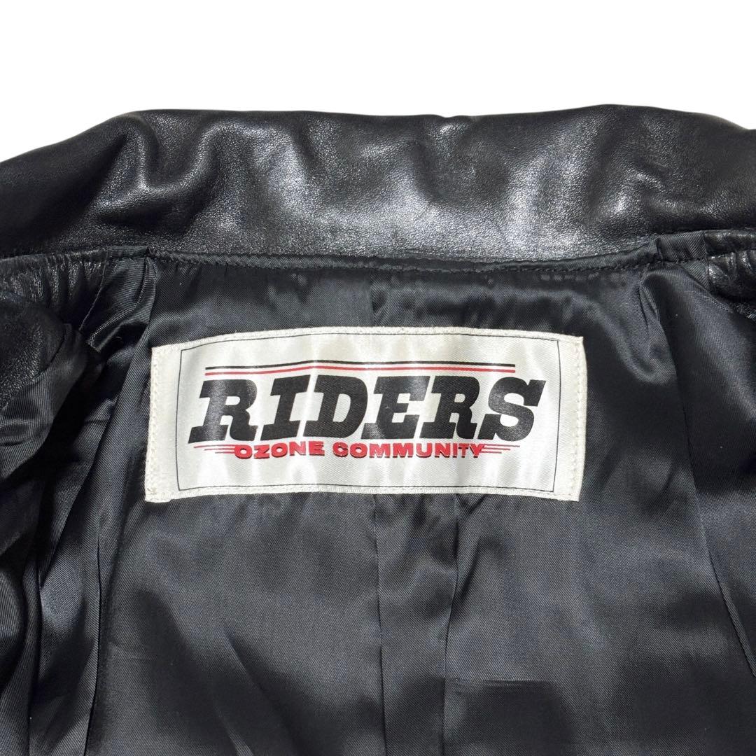 美品 オゾンコミュニティ 牛革 シングル ライダース ジャケット ブラック 本革
