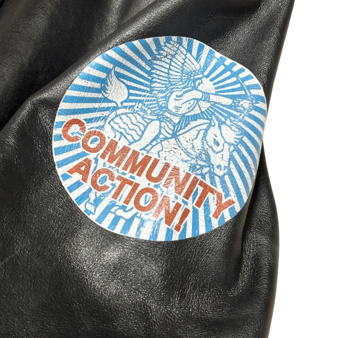 美品 オゾンコミュニティ 牛革 シングル ライダース ジャケット ブラック 本革