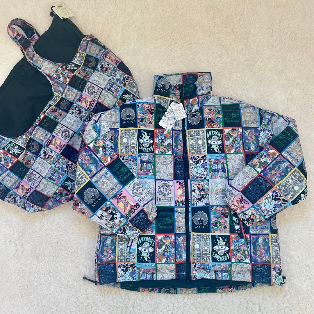 【新品】ScoLar柄 中綿ジャケット バッグ2つセット パッチワーク