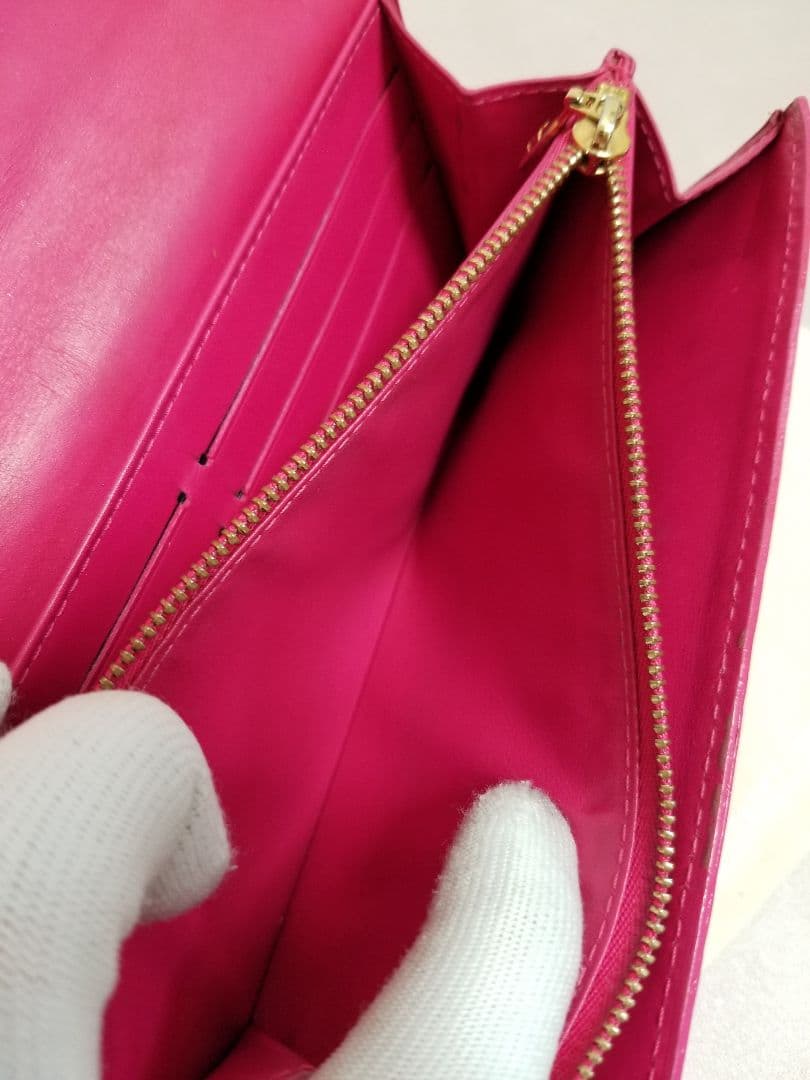 LOUIS VUITTON モノグラム ヴェルニ 長財布 ローズポップ(レッド系