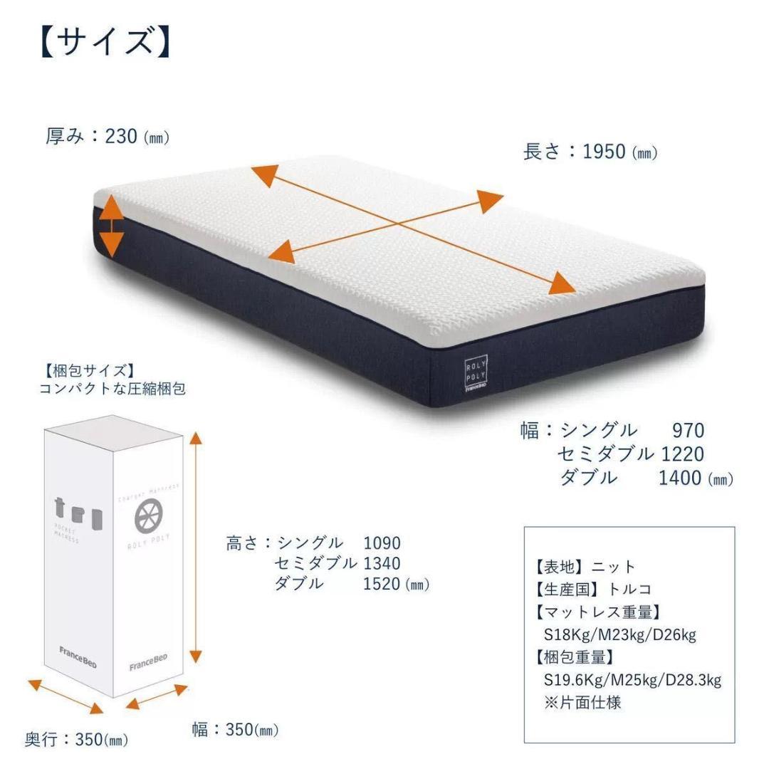 フランスベッド ROLY POLY ノンスプリングマットレス 硬さ255N