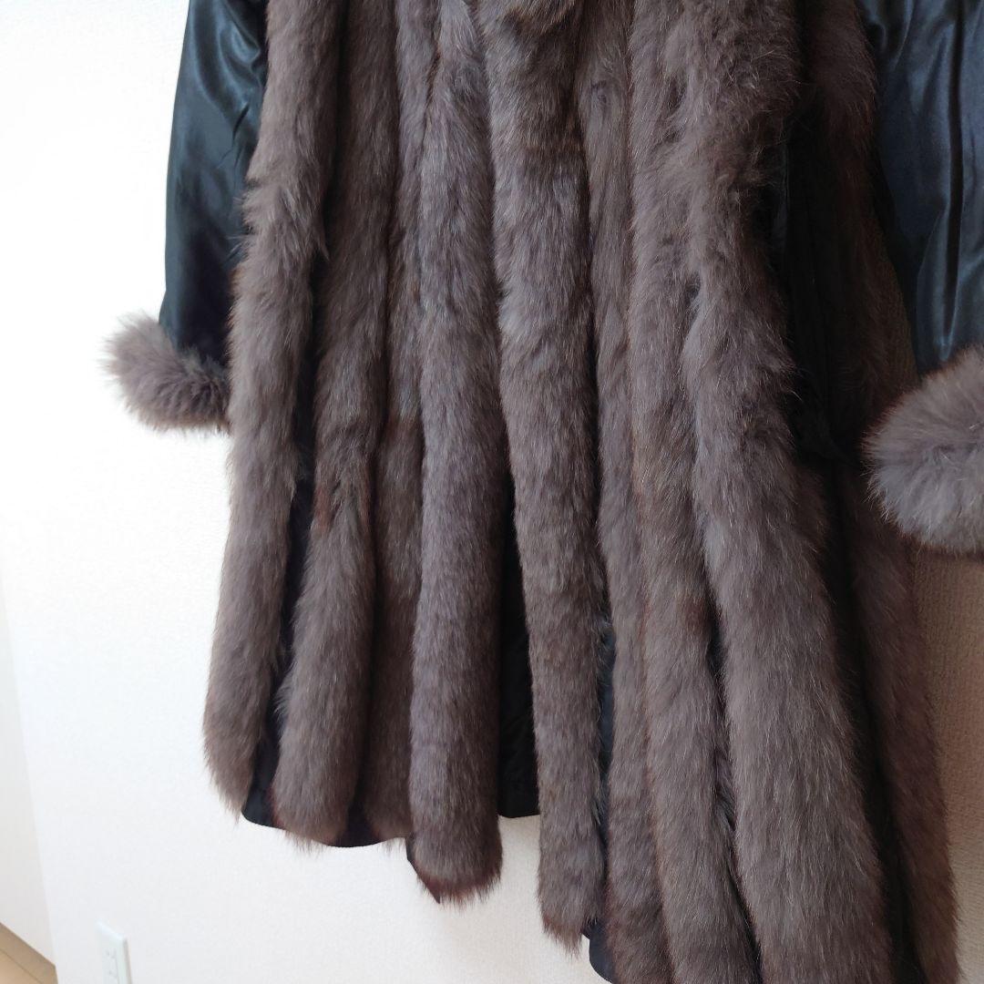上質装いファーコート　軽量　ブラック　ブルーフォックスファー