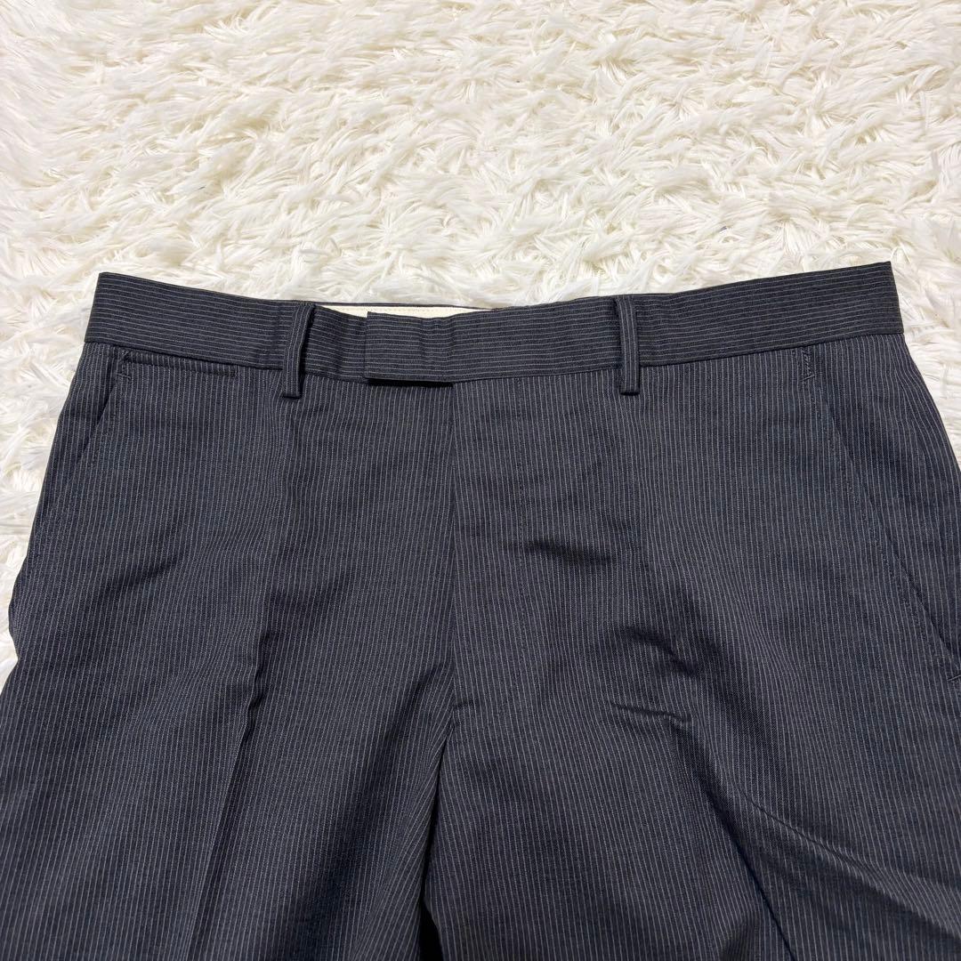 【美品】ポールスミスコレクション 高級スーツ シルク混 グレー×ボルドー L