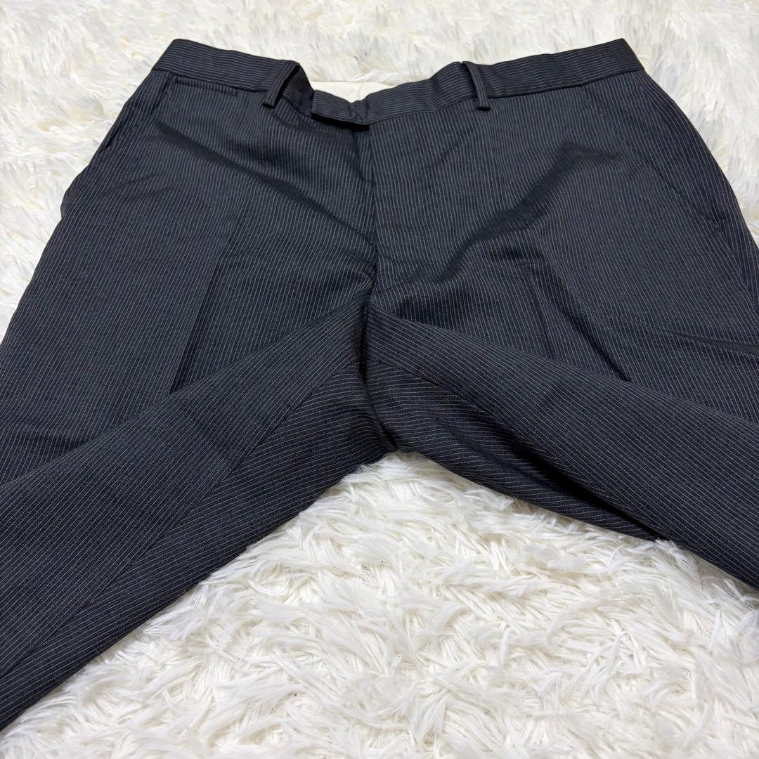 【美品】ポールスミスコレクション 高級スーツ シルク混 グレー×ボルドー L