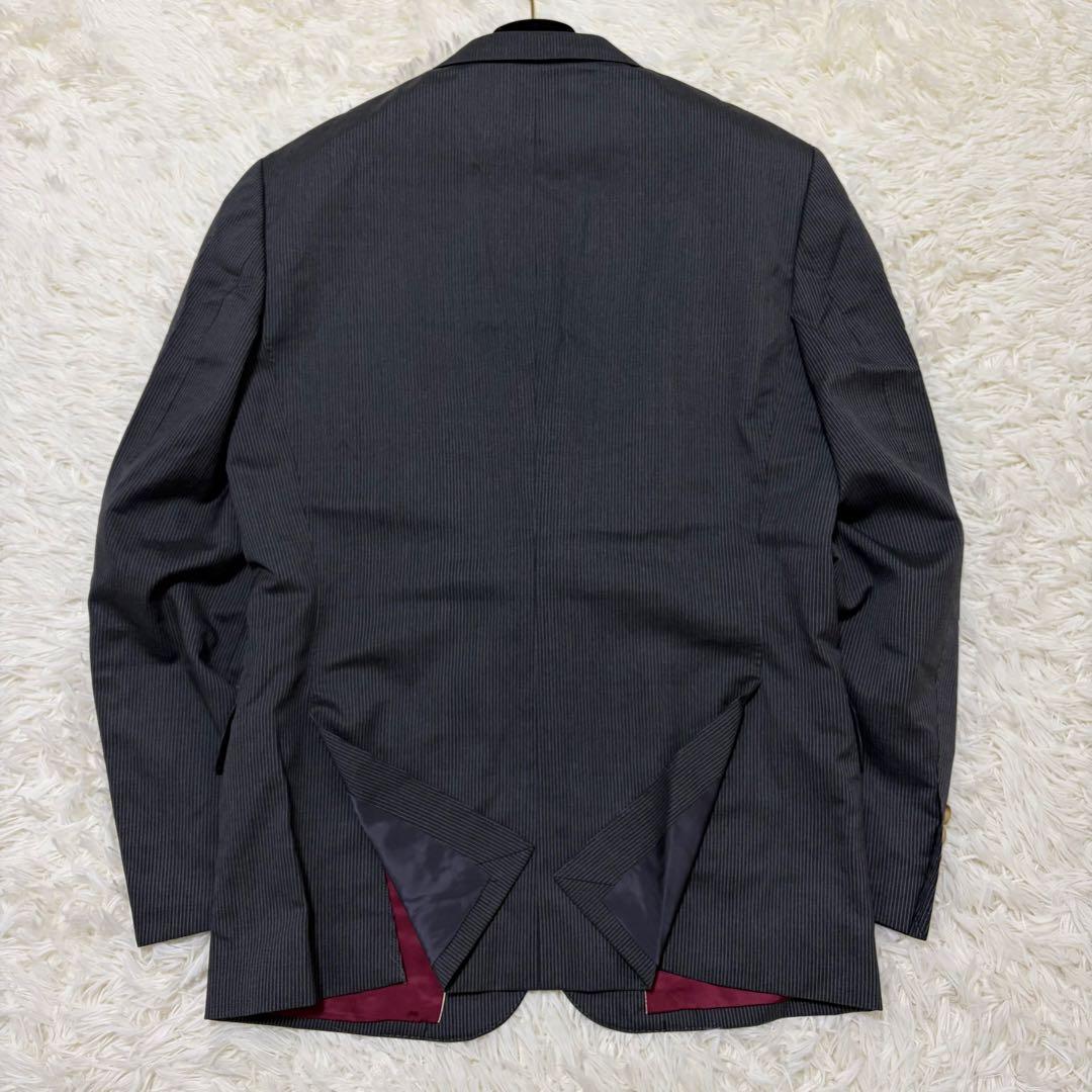 【美品】ポールスミスコレクション 高級スーツ シルク混 グレー×ボルドー L