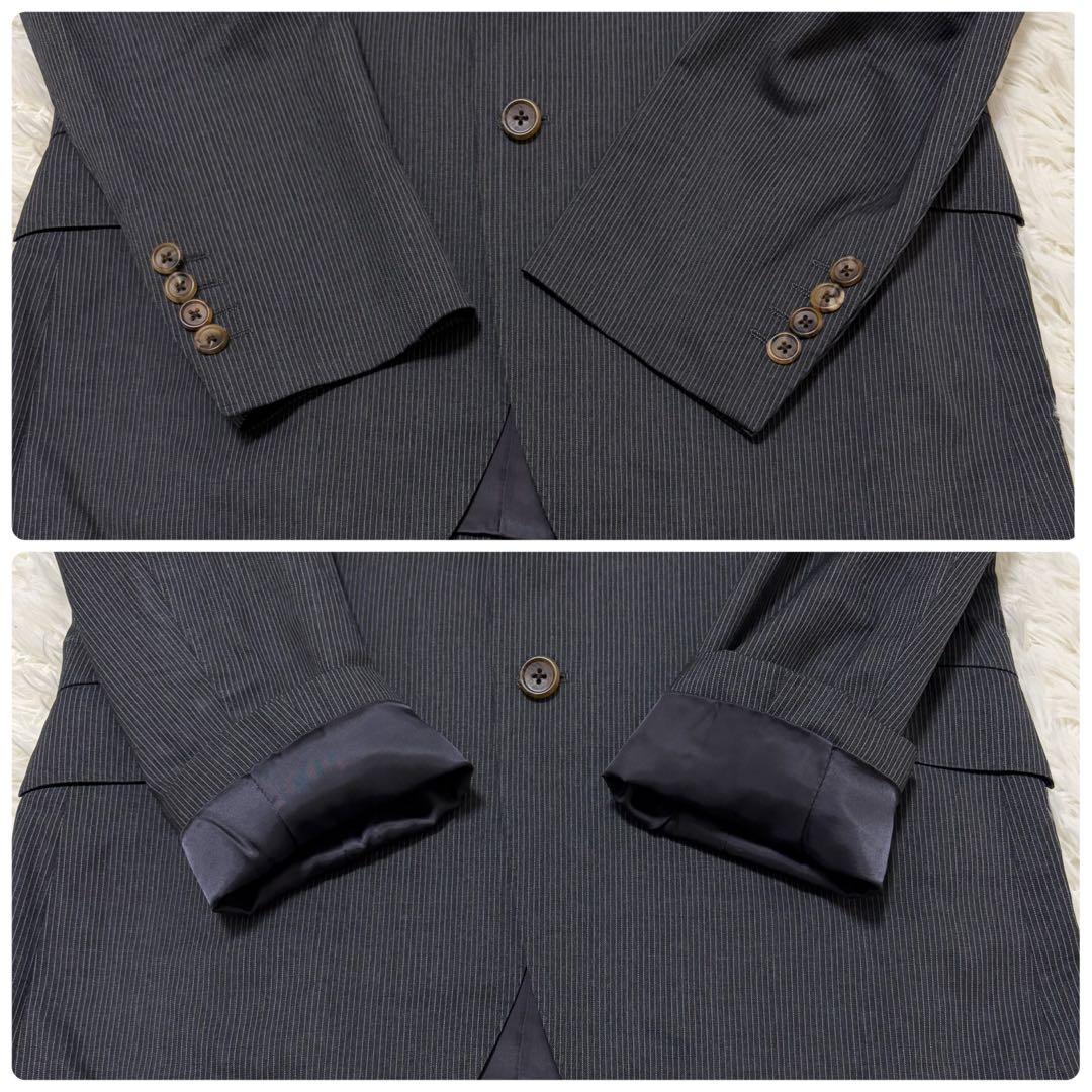 【美品】ポールスミスコレクション 高級スーツ シルク混 グレー×ボルドー L