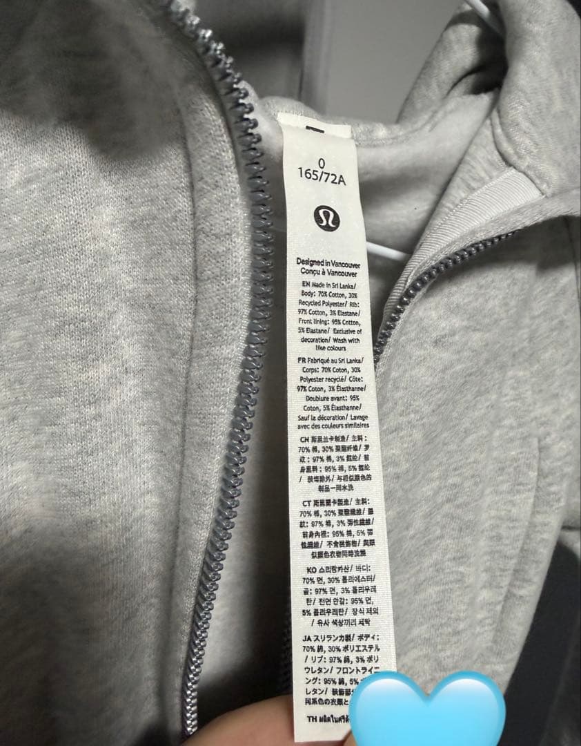 Lululemon Scuba フルジップフーディ パーカー グレー 0