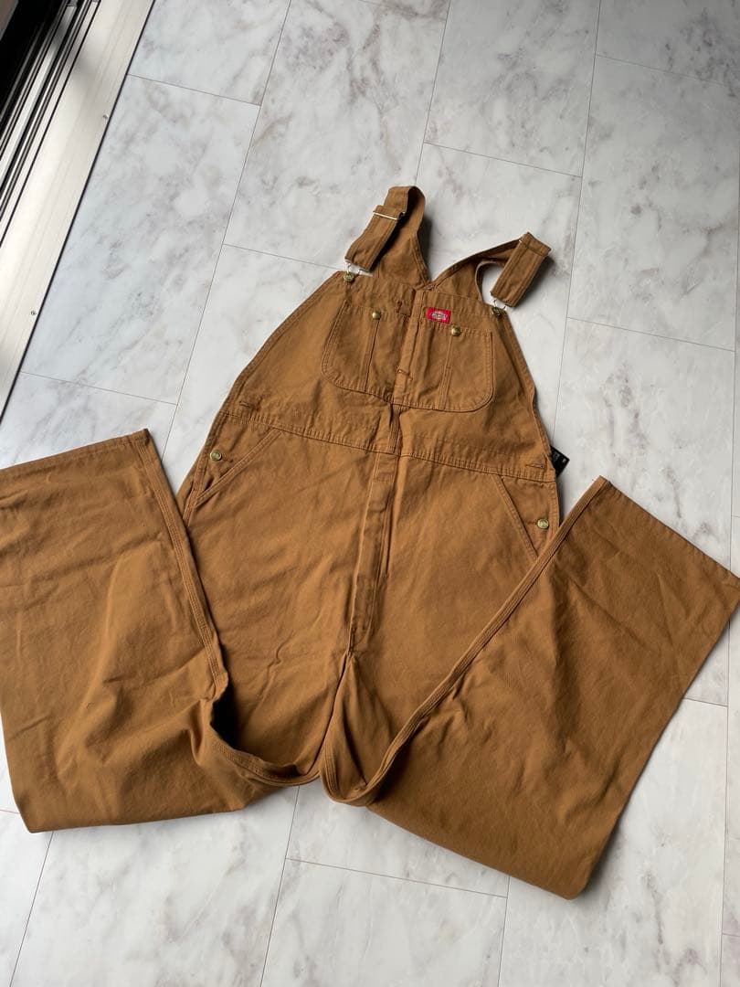 新品 38x32 RBD ダック オーバーオール ディッキーズ ブラウン