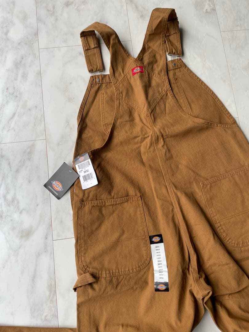 新品 38x32 RBD ダック オーバーオール ディッキーズ ブラウン