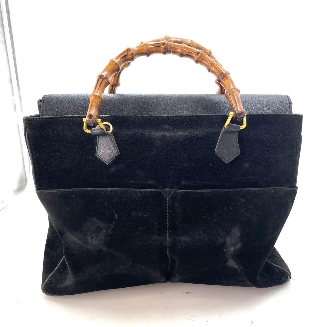 グッチ ハンドバッグ バンブー スエード ビジネス 黒 FM646