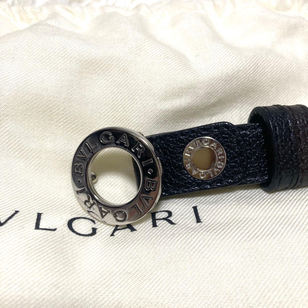美品✨BVLGARI サークル　ロゴバックル　ベルト　黒　レザー　93cm