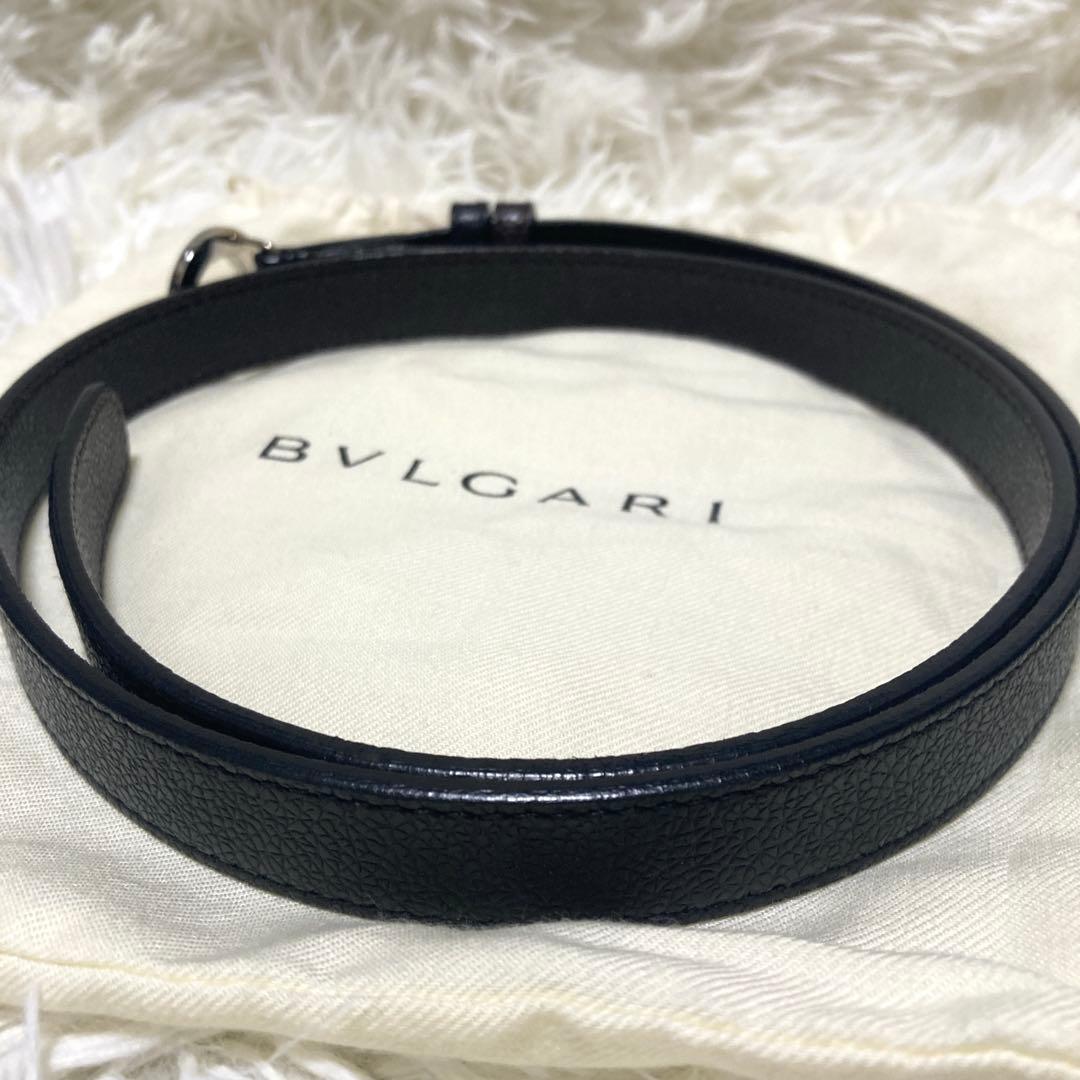 美品✨BVLGARI サークル　ロゴバックル　ベルト　黒　レザー　93cm