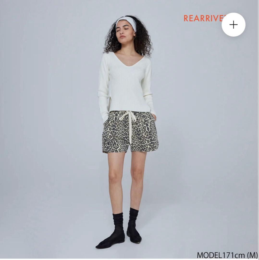 シールームリン　ライトCanvasギャザーショートパンツ　M レオパード