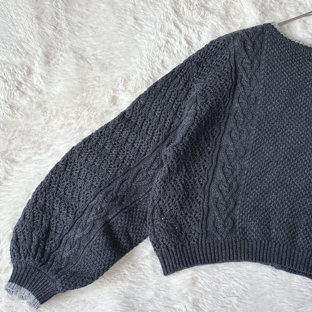 TSUHARU サマンサモスモス かぎ針お花モチーフ付きニットカーディガン