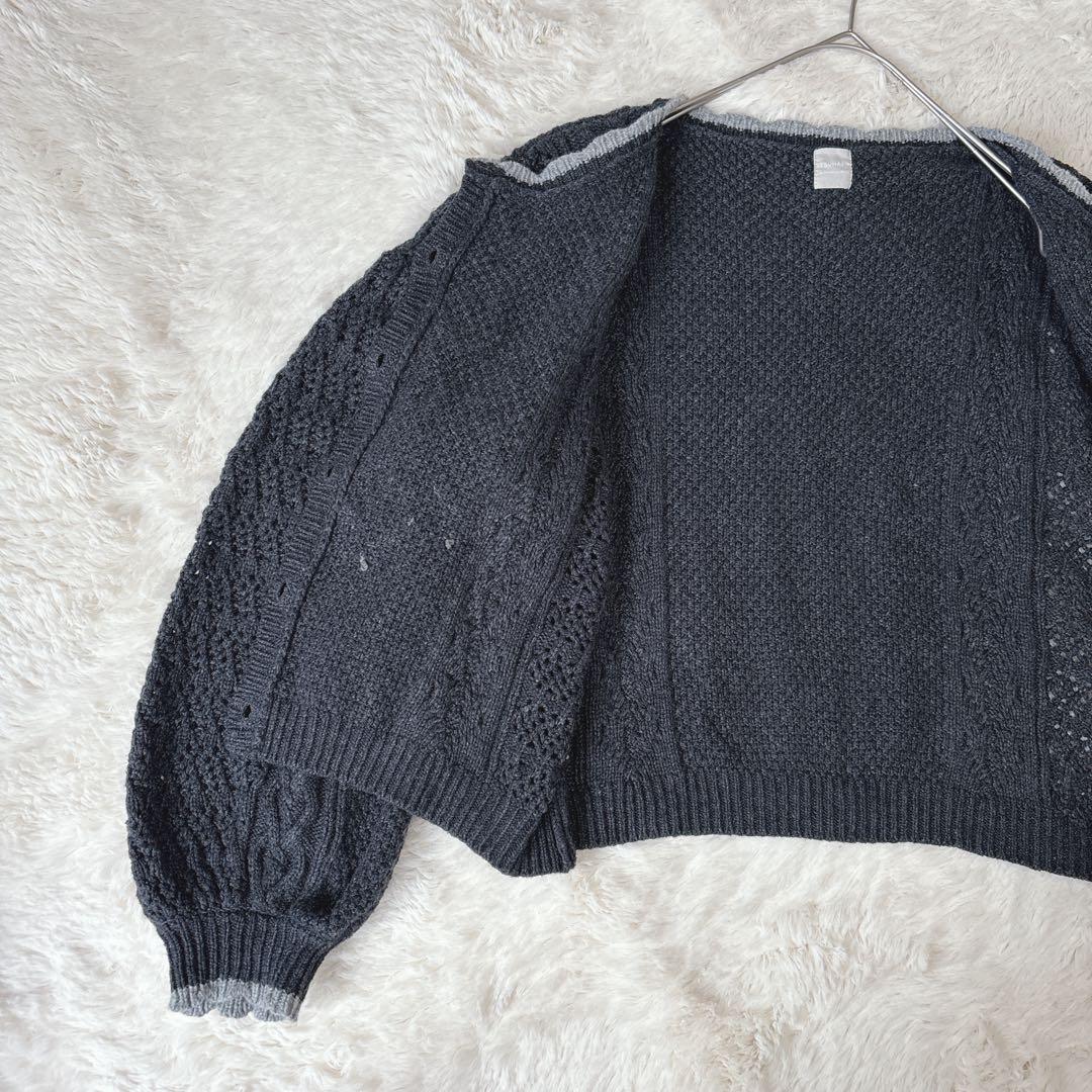 TSUHARU サマンサモスモス かぎ針お花モチーフ付きニットカーディガン