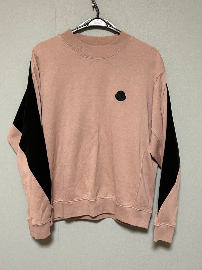 MONCLER スウェット シャツ トレーナー ピンク M ロゴ 黒 モンクレー