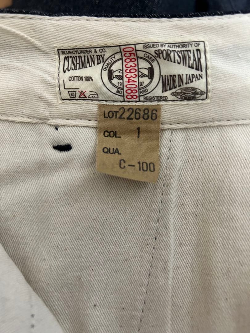 cushman ブラックシャンブレー　トラウザーズ　34インチ　チノパンツ