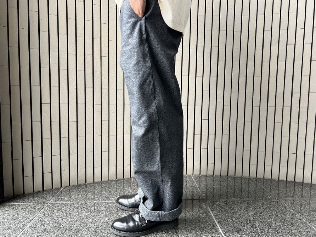 cushman ブラックシャンブレー　トラウザーズ　34インチ　チノパンツ