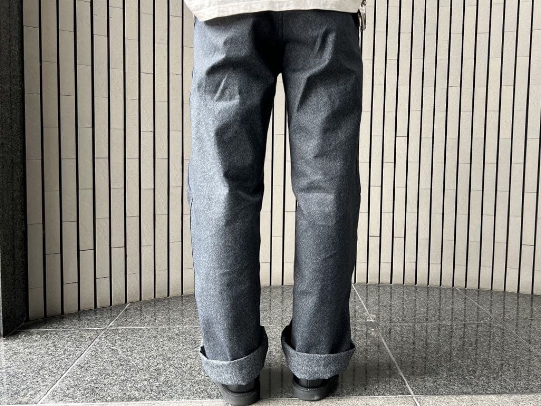 cushman ブラックシャンブレー　トラウザーズ　34インチ　チノパンツ