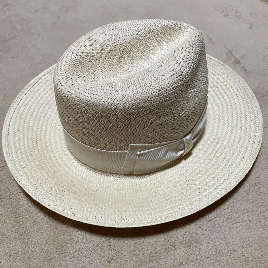 Borsalinoボルサリーノ パナマハット 箱付き　イタリア製　天然草