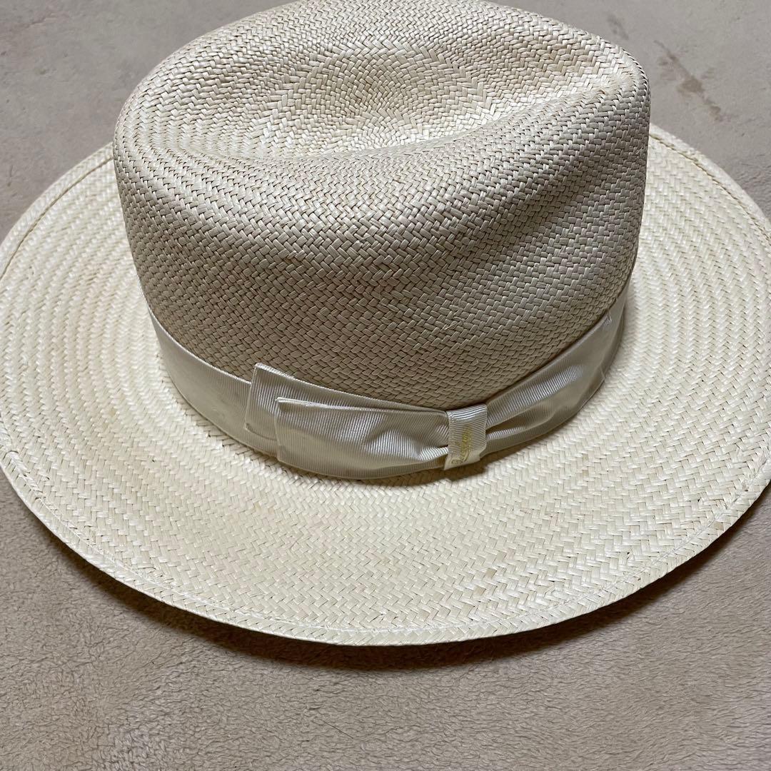 Borsalinoボルサリーノ パナマハット 箱付き　イタリア製　天然草